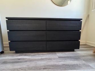 West Elm 56”, 6 drawer dresser, black wood