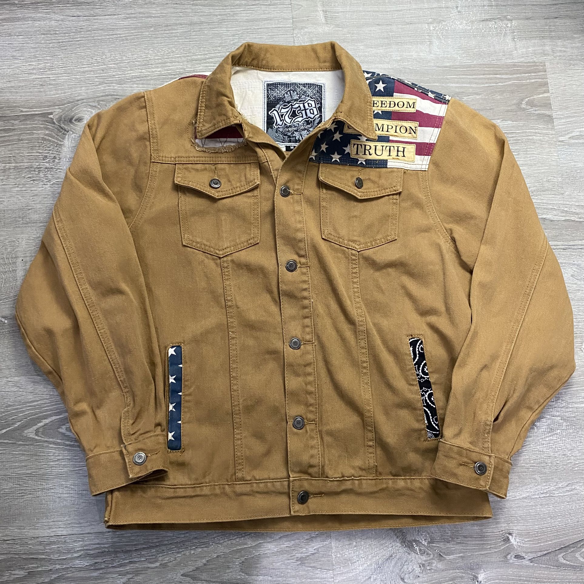 4th of July Jacket outfit denim USA Red White Blue 1738 original brand