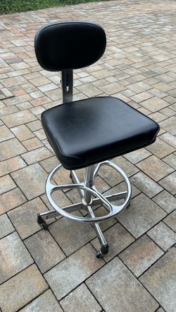 Vintage Adjustable Drafting Stool with Back Rest