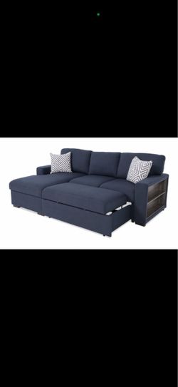 Blue Reversible Sleeper Sectional w/ Storage