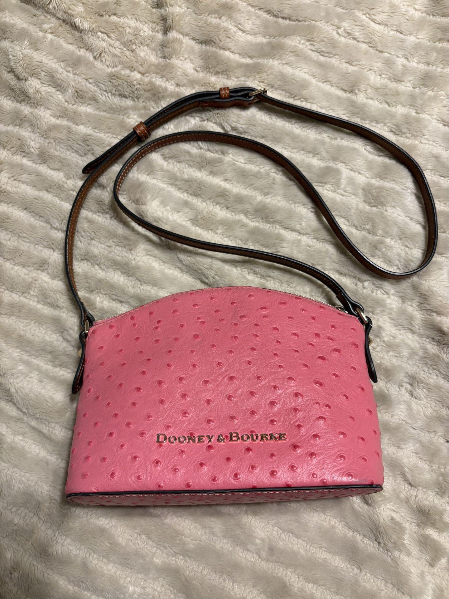 Dooney & Bourke Pink Ostrich-Embossed Crossbody Bag