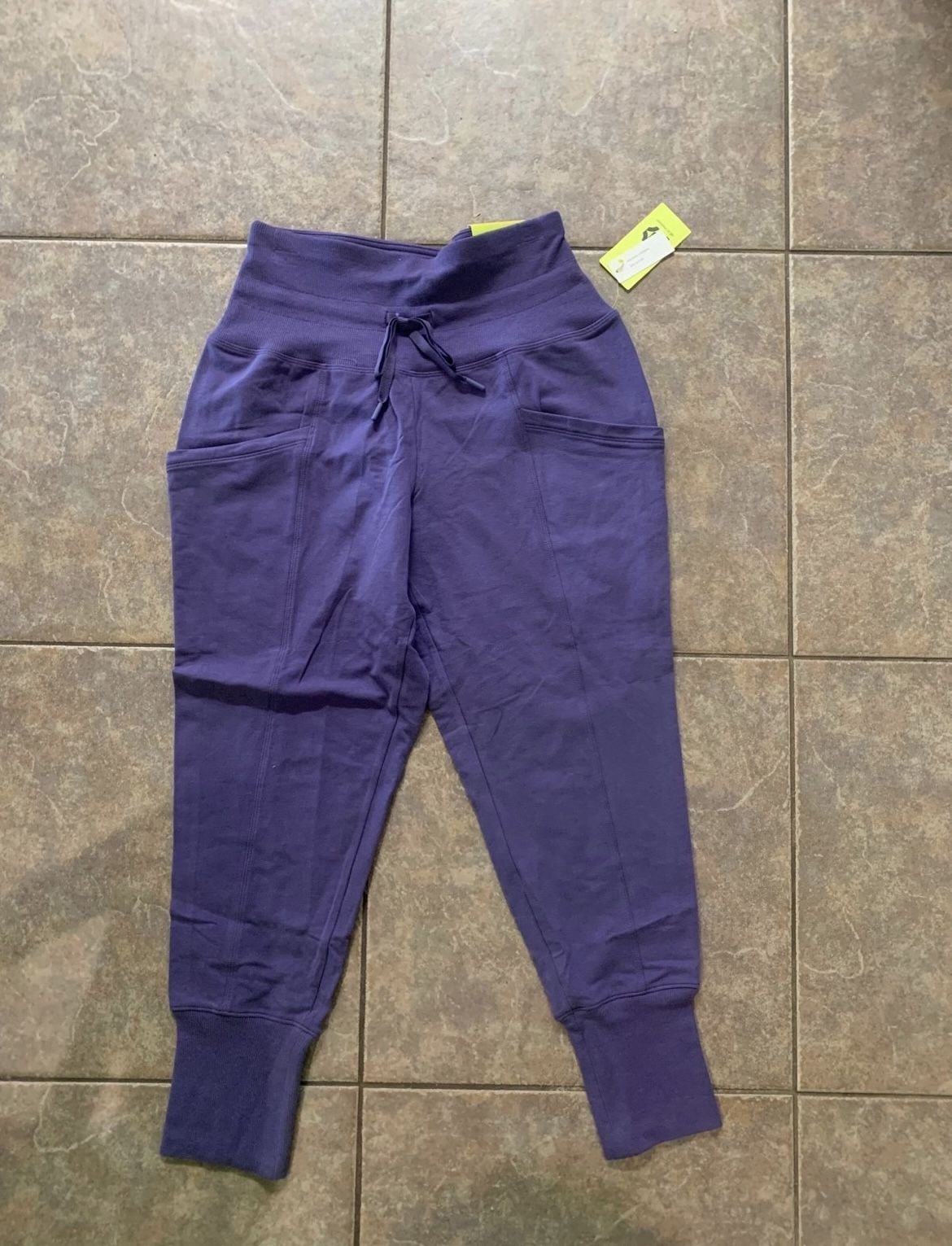 Purple jogger pants with adjustable waistband small. (N)
