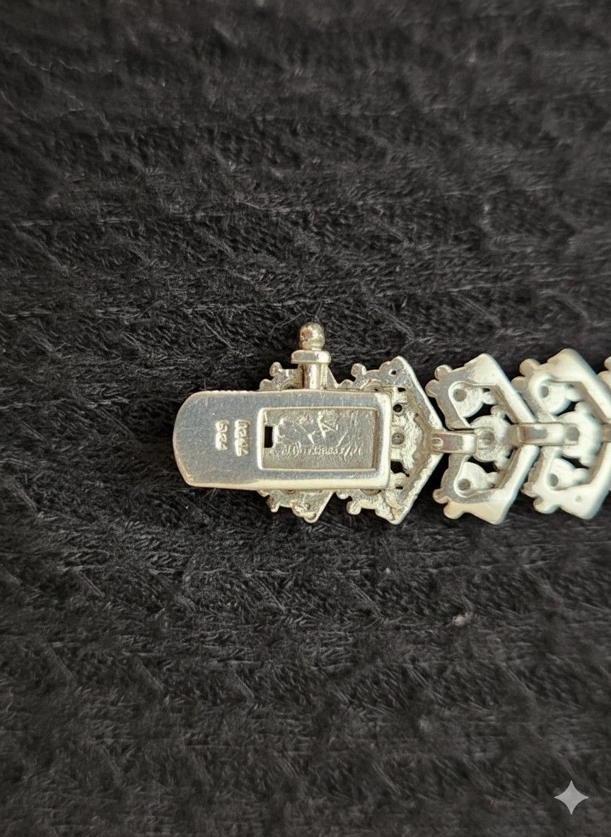 Sterling Silver 925 Simulated Diamond Tennis Bracelet Stamped 925 Mexico