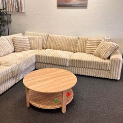 Ivory corduroy sectional