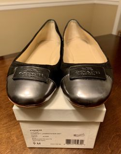Coach Ulma Soft Lambskin Leather Mirror Metallic Black/Anthracite Ballet Flats size 9