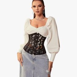 XS Corset Tops For Women  Under Bust  Lace up Busiter Shapewear 