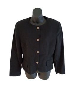 Christian Dior the Suit Blazer Jacket 4 Button Black Size 8 Made USA 100% Wool