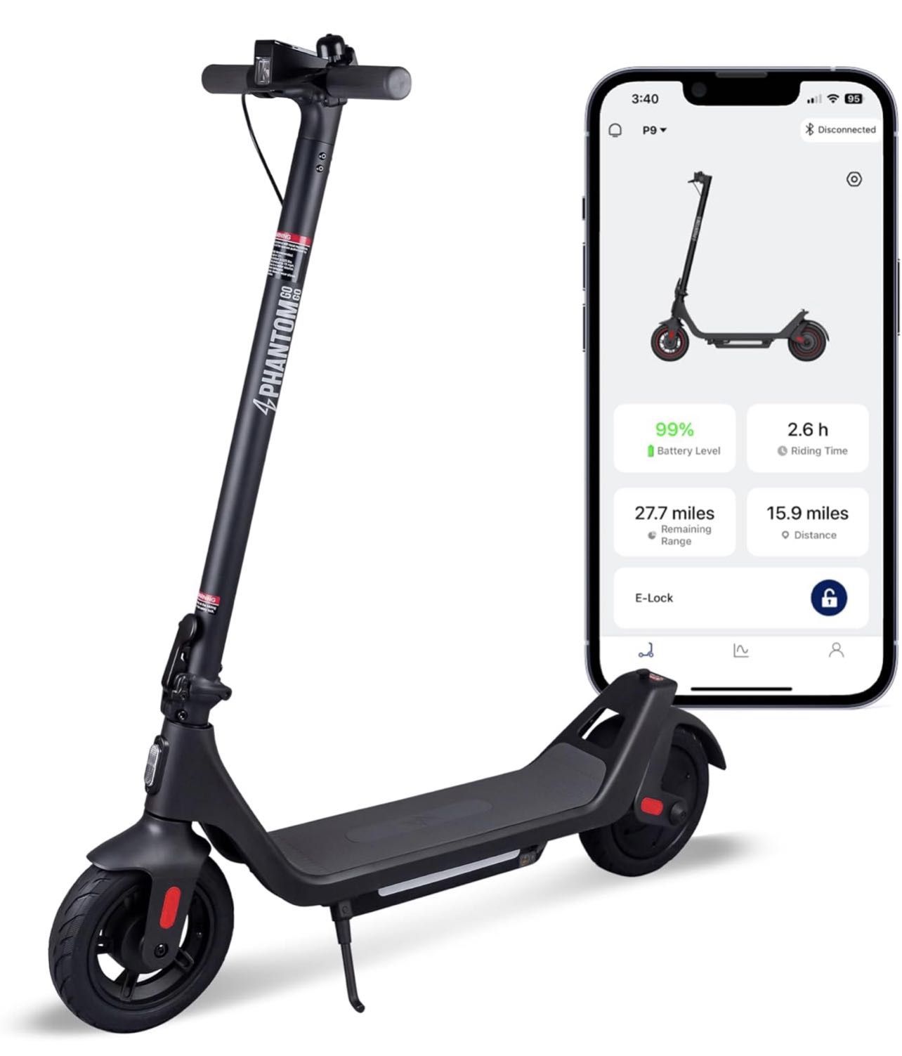 A 10 Phantomgogo Foldable Electric Scooter for Adult Powerful 400W Motor 28 Miles Range 15