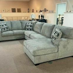 Gray 3 Pieces U Shape Laf Sectional Couch Same Day Delivery
