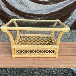 Wicker Coffee Table Tempered Glass