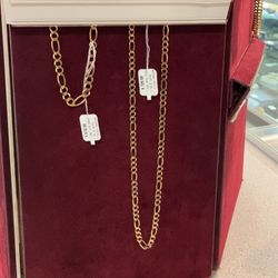 10k Figaro Chain And Bracelet Set