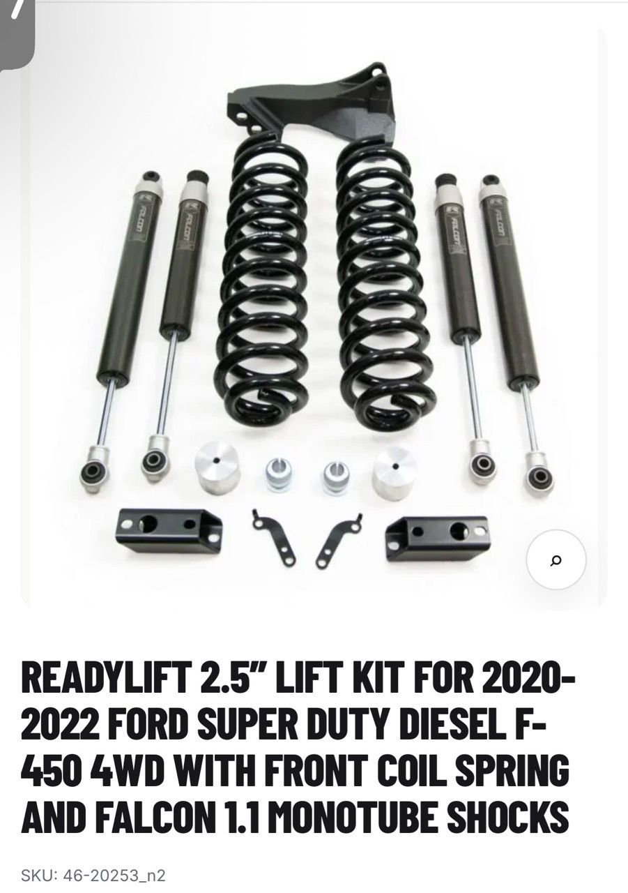Ready Lift 2.5 Coil Spring front lift kit w/ falcon 1.1 monotube shocks ...