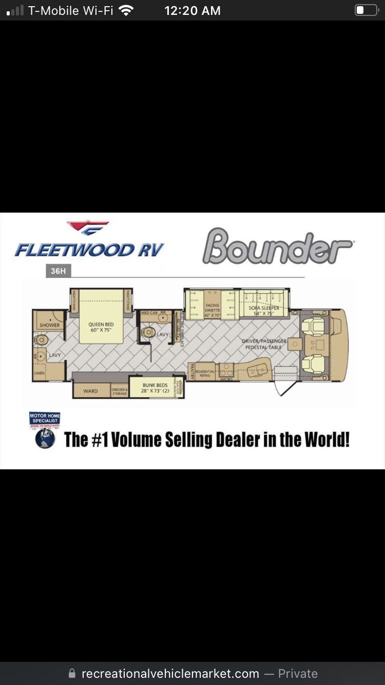 2018 fleetwood Bounder 36 feet bunk beds