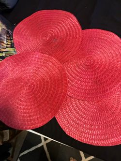 Red Woven Round Placemats Set of 3