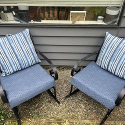 Great Patio Rocking Chairs With Cushions And Side Tables 