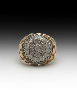 Men's Diamond Cluster Nugget Ring 10k Yellow Gold