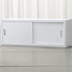 Crate & Barrel Aspect modern White 47.5" Modular Modern Sliding Door Storage Media Unit
