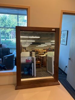 Dark Wood Framed Rectangular Mirror