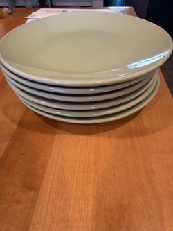 Set of 6 Sage Green Ceramic salad Plates