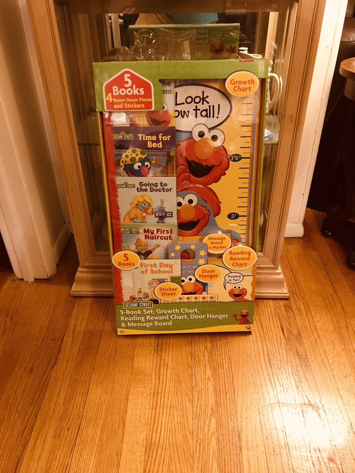 Sesame Street Package (Brand New) 5 Hardcover Books, Growth Chart, Stickers, Message Board, Door Hanger. Unable To Find Any Online Not Even On Amazon 