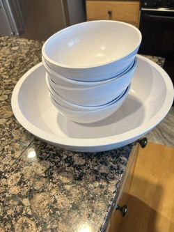 Salad Bowl And 6 Serving Bowls