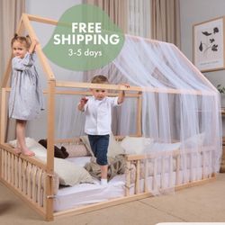 Montessori House Bed With Canopy