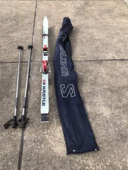 Vintage Kastle Skis Aluminum Poles And Bag