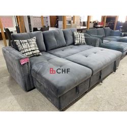 Sectional Sofa With Storage Chaise And Pull Out Bed 