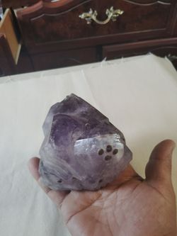 Large 4" Natural amethyst  Crystal Cluster  Elestial Amethyst with   Hematite 3.5 lb display piece
