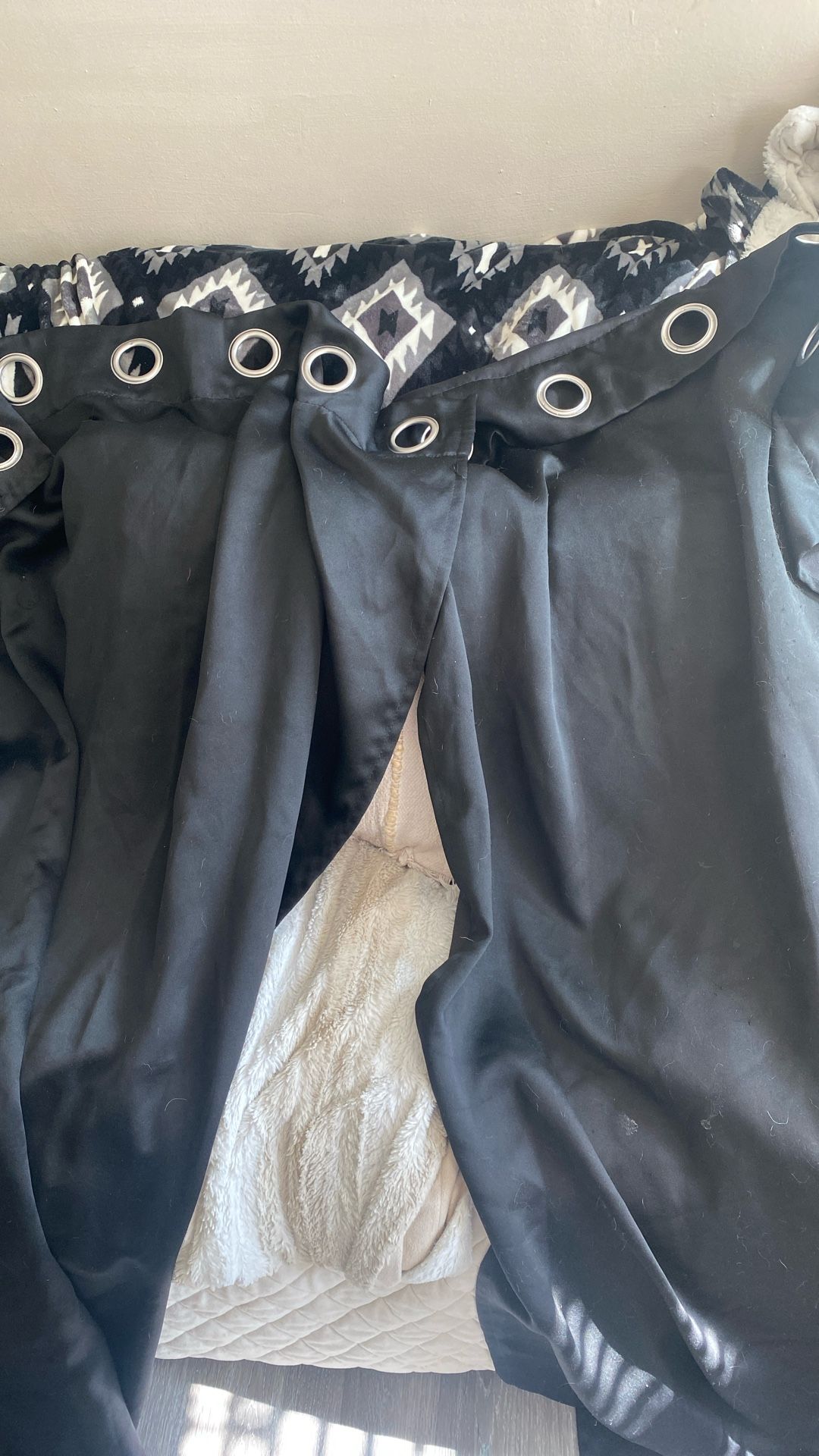 2pc Solid Black Curtains