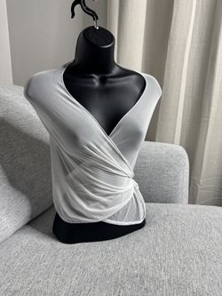 Handmade White Silk Mesh Wrap Top