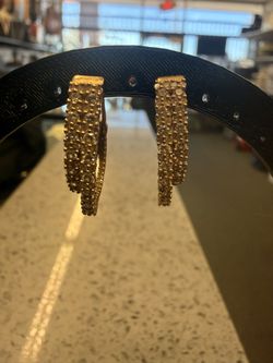 10KT Double Hoop Earrings W/ Lab Grown Diamond 38203-1