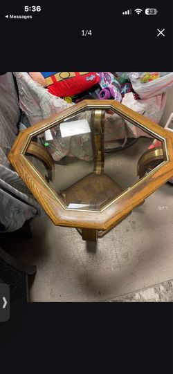 Table Octagon , wood and glass