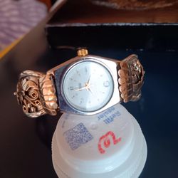 Vintage  Montana 18k Gold And Sterling Silver Lady's Watch 