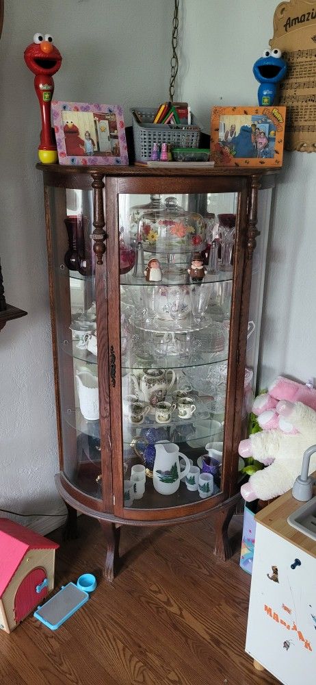 Round Glass Antique China Cabinet
