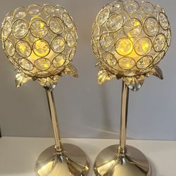 Crystal Tea light Holder- Gold