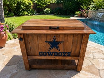 Cowboys/49ers/NFL Team Large Handmade Rustic Patio Cooler Cart / Outdoor Beverage Station