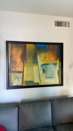 Large Abstract Framed Canvas Painting