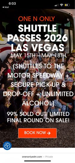 EDC Shuttle for all 3 days drinks included