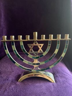 9 Branch Hanukkah Menorah Star of David Judaica