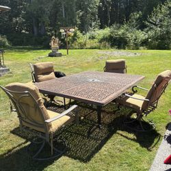 Outdoor Table Set Cast Patina Aluminum Table With 4 Chairs