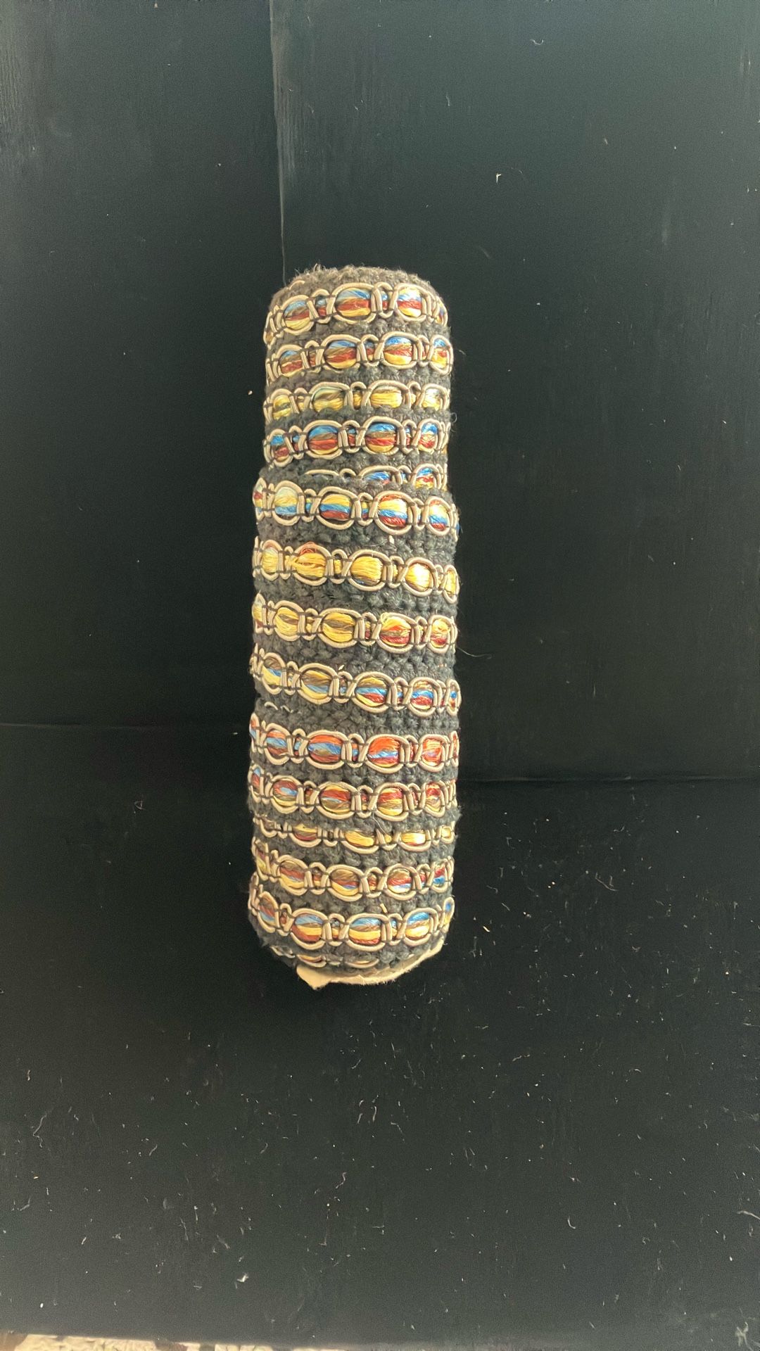 Vintage Roll Of Black & Multi Colored Upholstery Ribbon