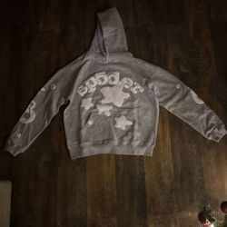 Grey And White Sp5der Hoodie