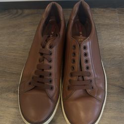 PRADA Authentic Men's Sneaker Dress Shoes Brown Leather, Size 9.5