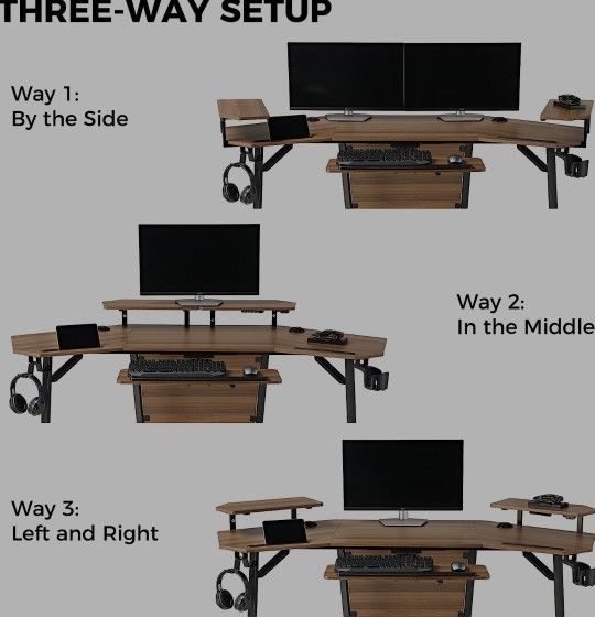 72 Gaming Desk with LED Lights - Large Studio Desk with Keyboard Tray