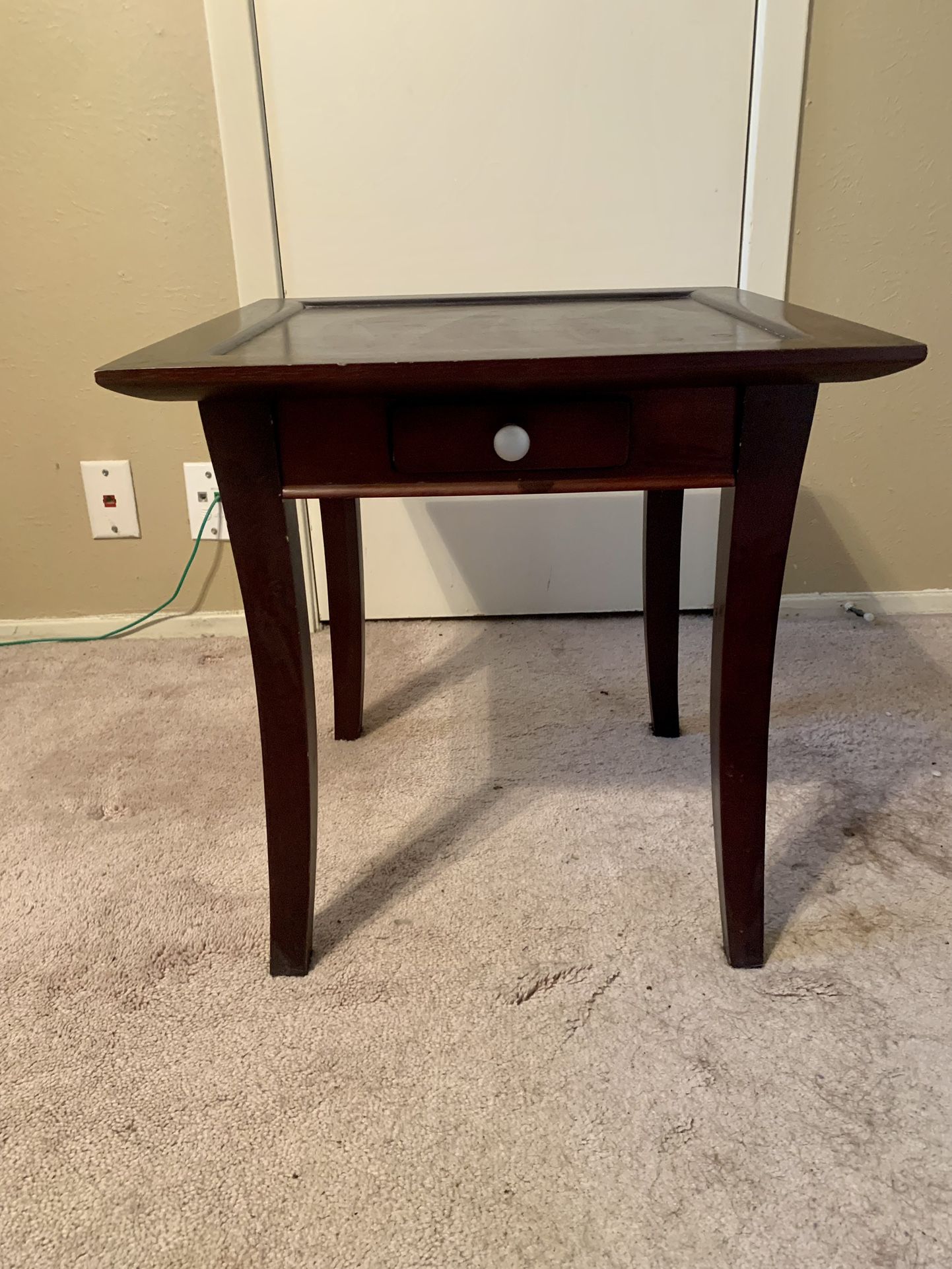 Wood Side Table With Drawer 