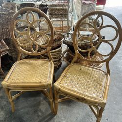 2 Mid-Century rattan wicker chairs $100 each p/u Willow Grove or Jamison PA