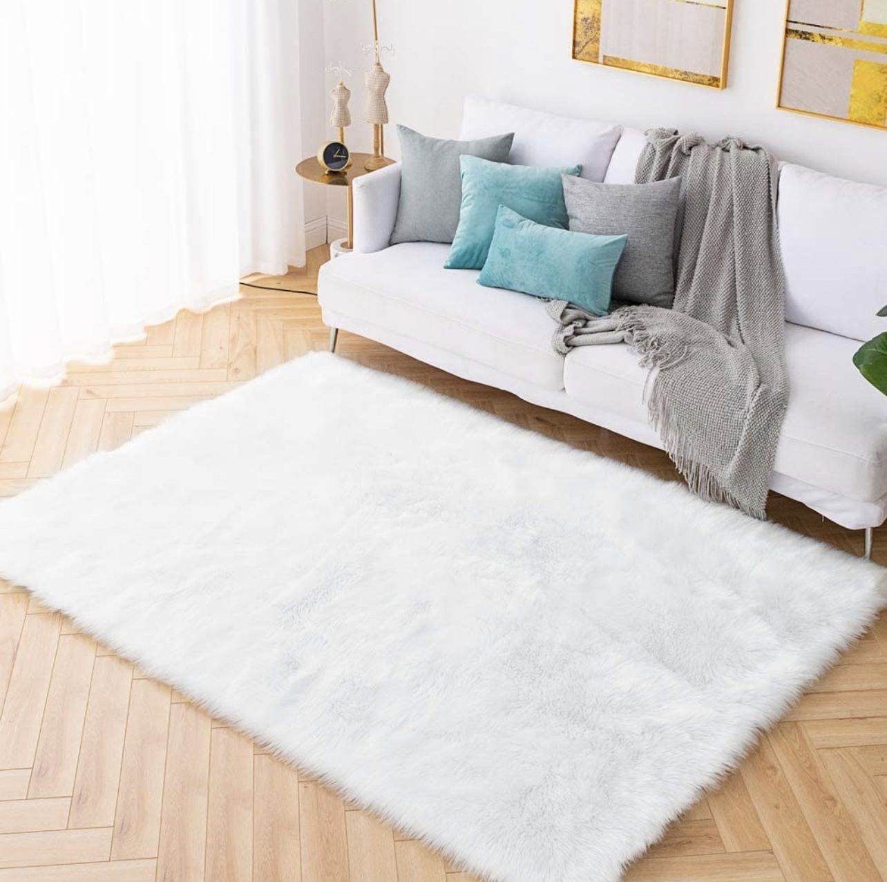 Soft Faux Sheepskin Fur Area Rug Luxury