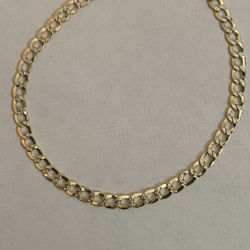 3.5mm 10k Real Gold Diamond Cut Cuban Link Bracelet 7 inch 