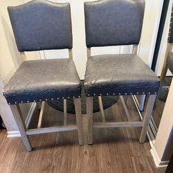 Grey Leather Bar Stools/Chairs